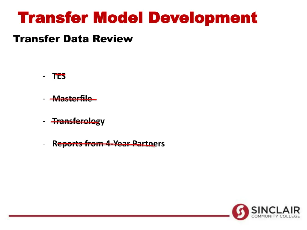 transfer model development transfer model
