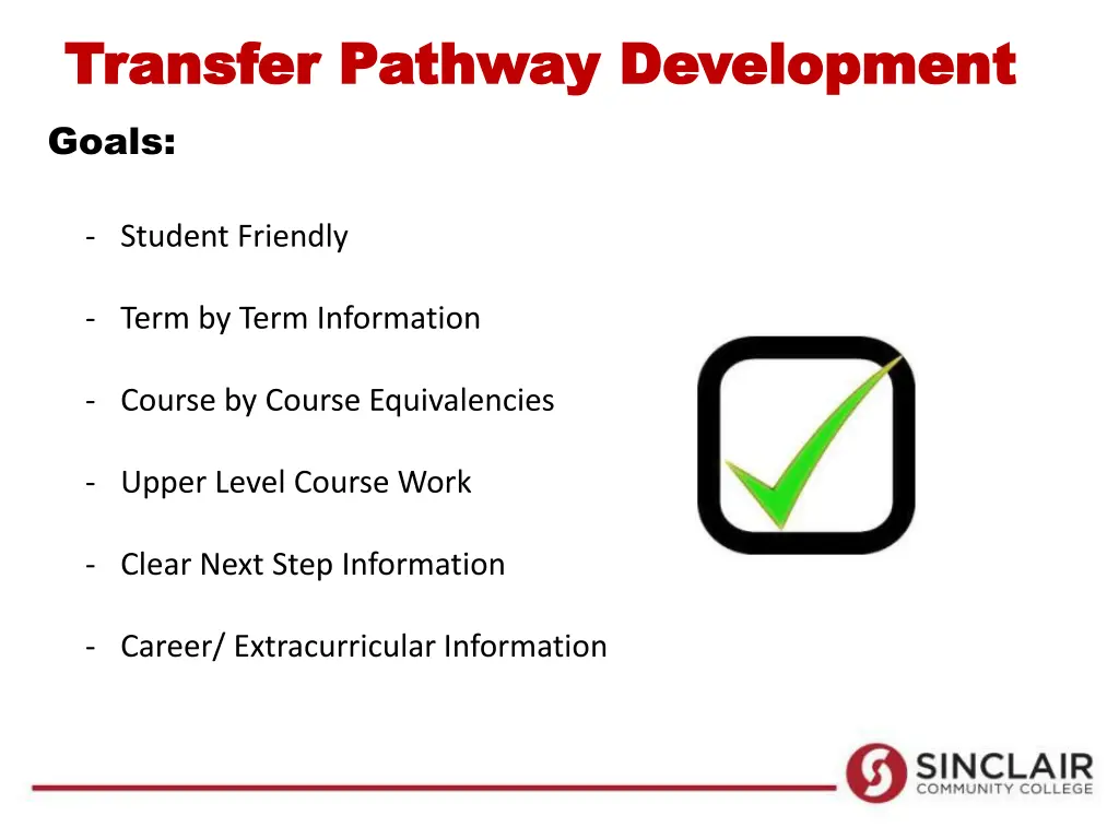 transfer pathway development transfer pathway