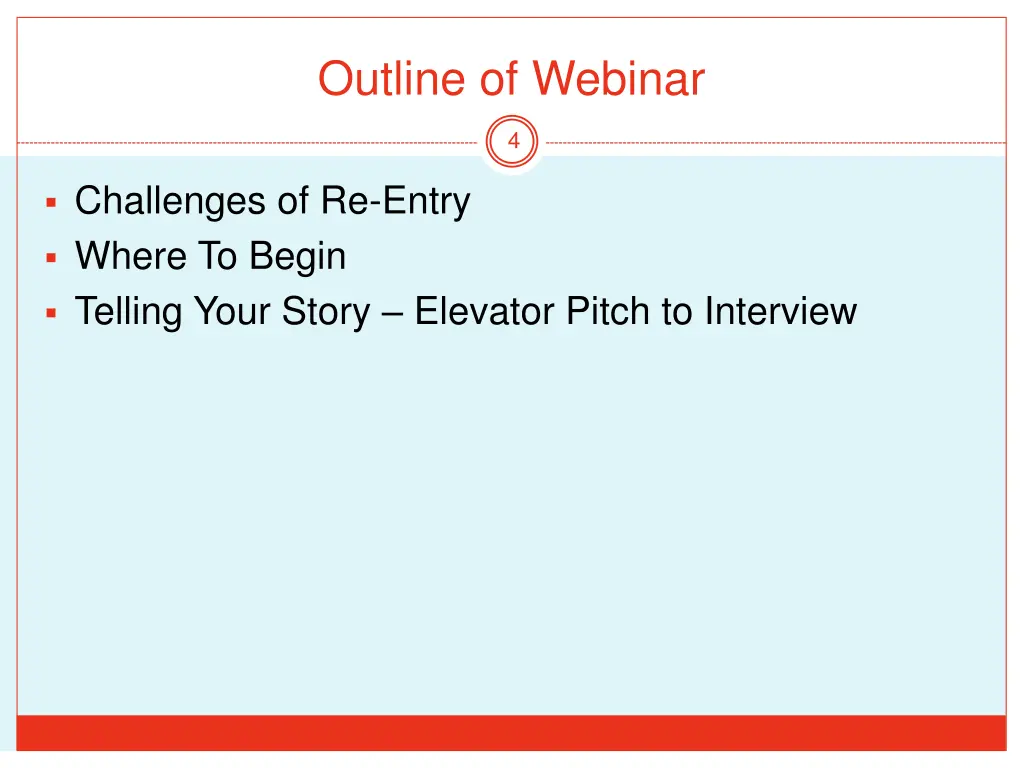 outline of webinar