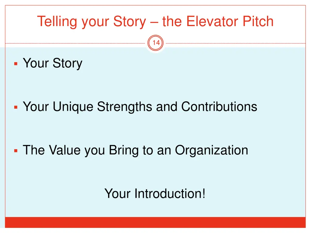 telling your story the elevator pitch