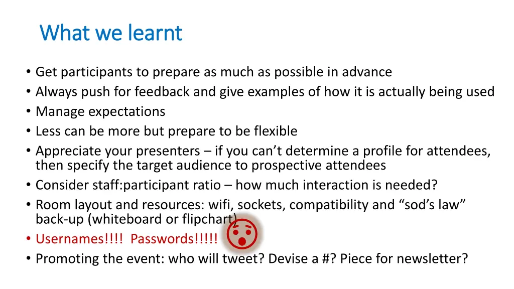 what we learnt what we learnt