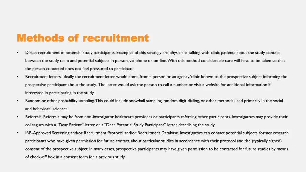 methods of recruitment methods of recruitment