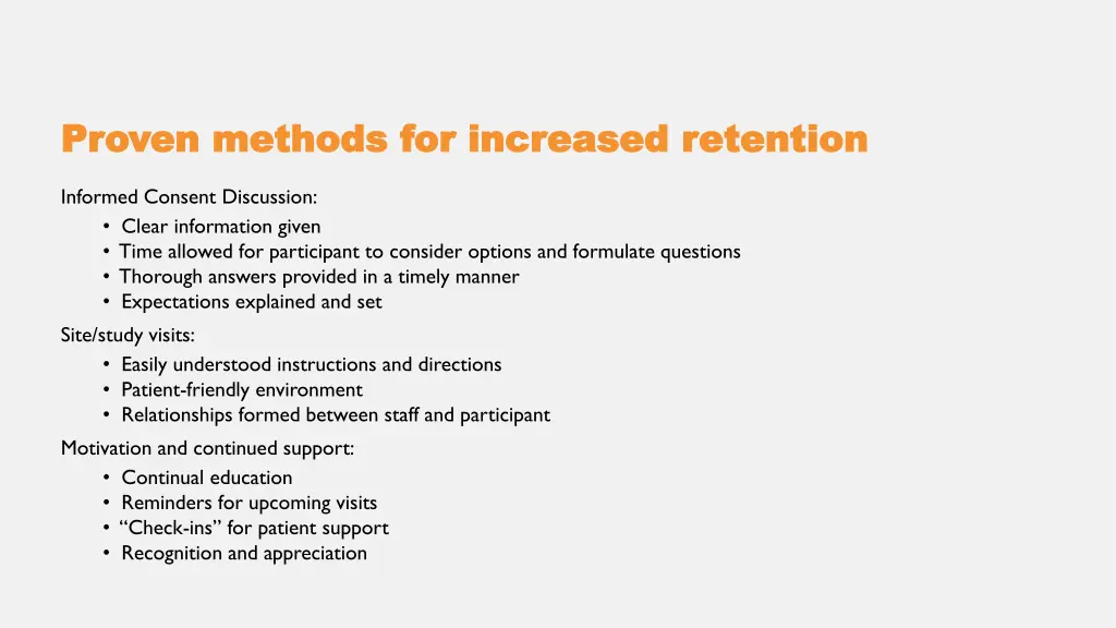 proven methods for increased retention proven