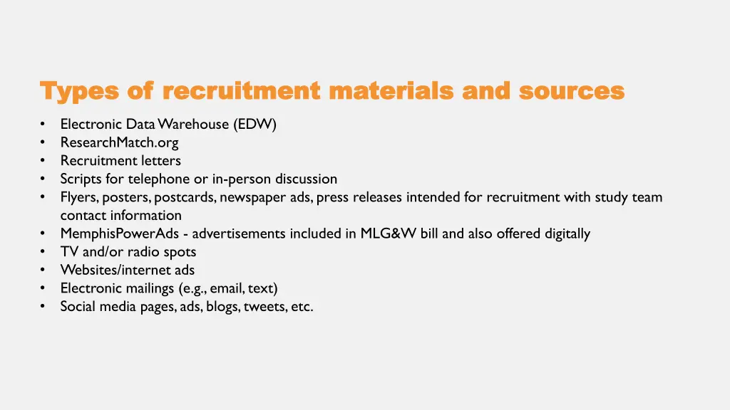 types of recruitment materials and sources types