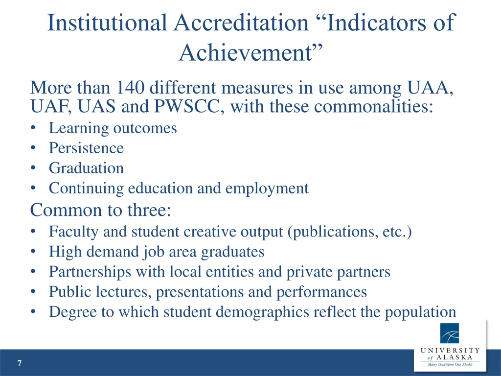 institutional accreditation indicators