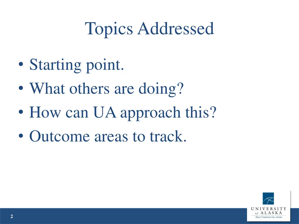 topics addressed