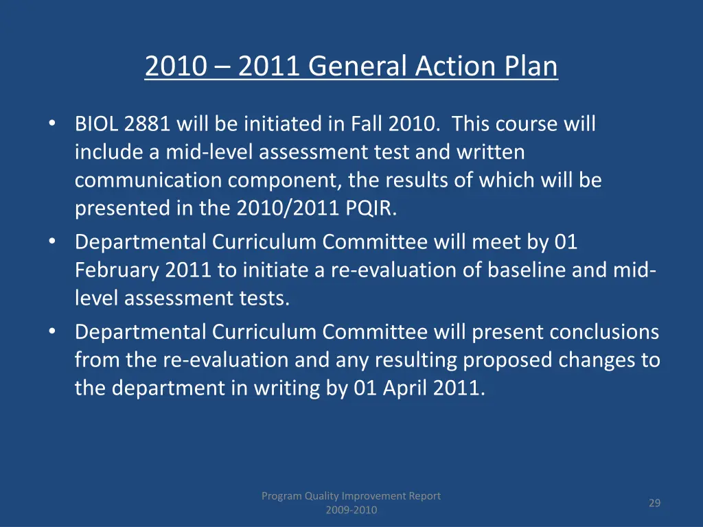 2010 2011 general action plan
