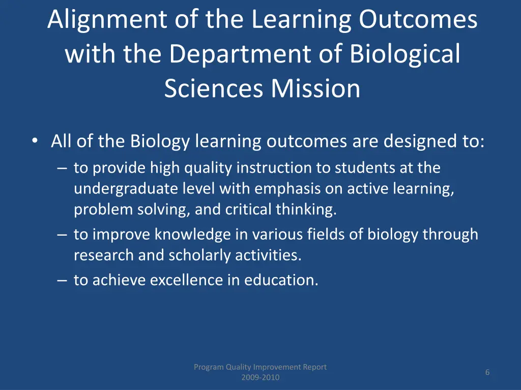 alignment of the learning outcomes with 1