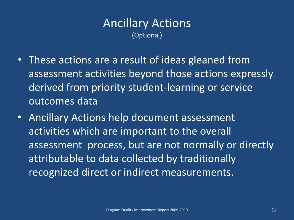 ancillary actions optional