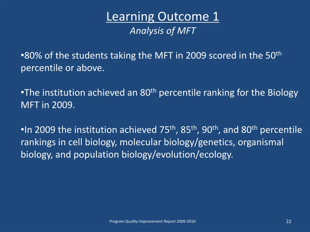 learning outcome 1 analysis of mft