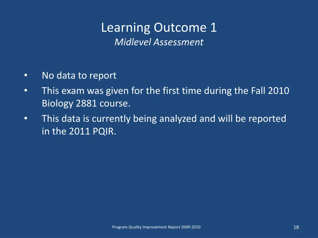 learning outcome 1 midlevel assessment