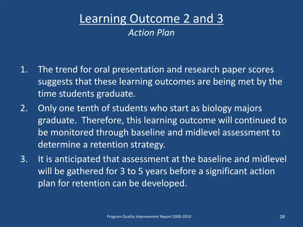 learning outcome 2 and 3 action plan