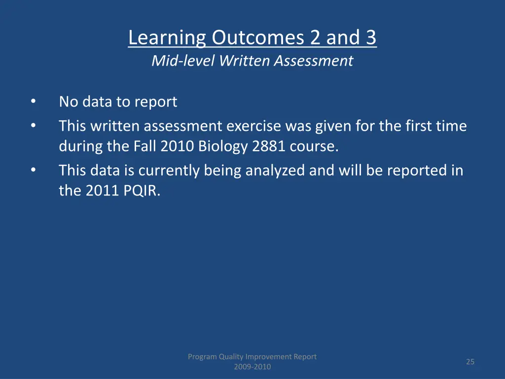 learning outcomes 2 and 3 mid level written