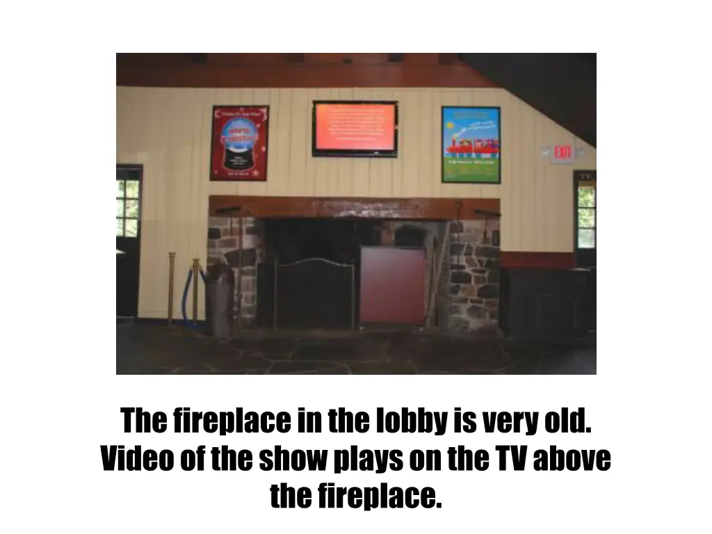 the fireplace in the lobby is very old video
