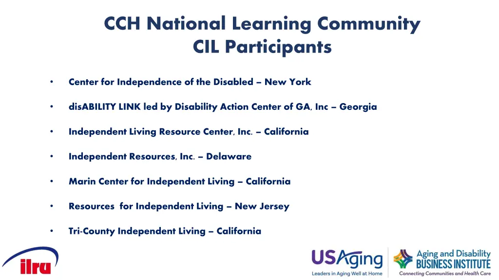 cch national learning community cil participants