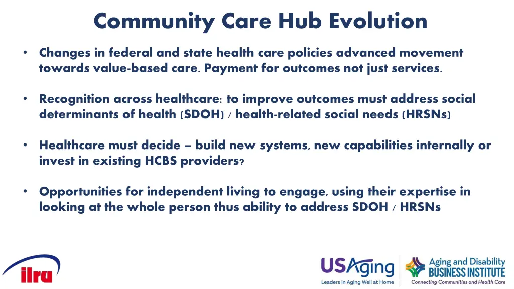 community care hub evolution