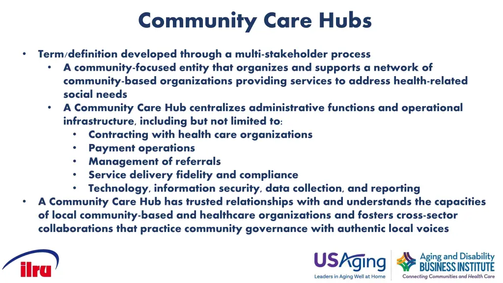 community care hubs