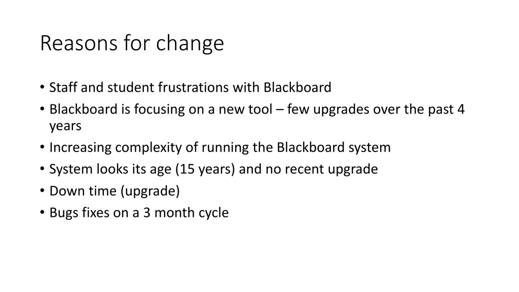 reasons for change
