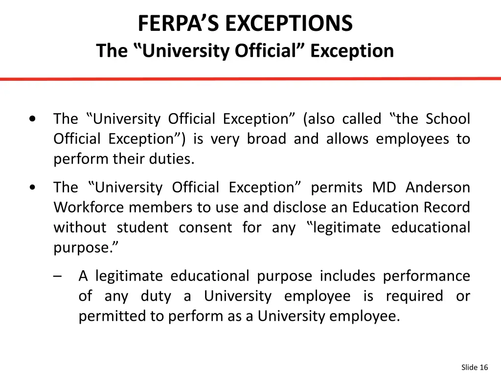ferpa s exceptions the university official