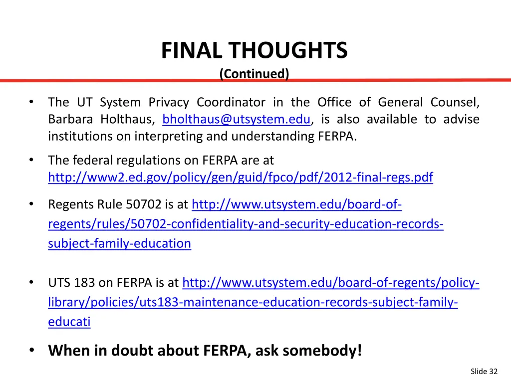 final thoughts continued