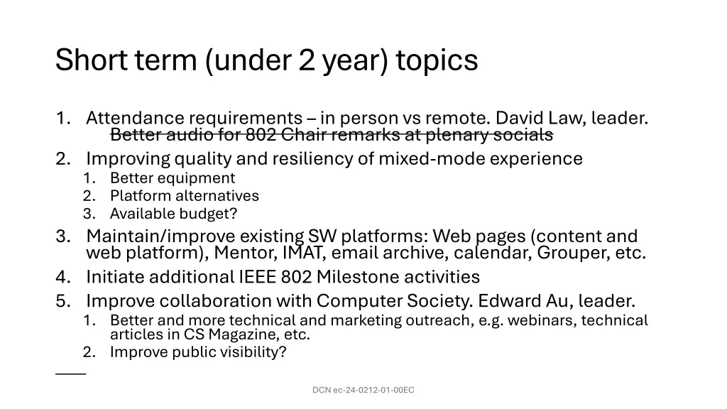 short term under 2 year topics