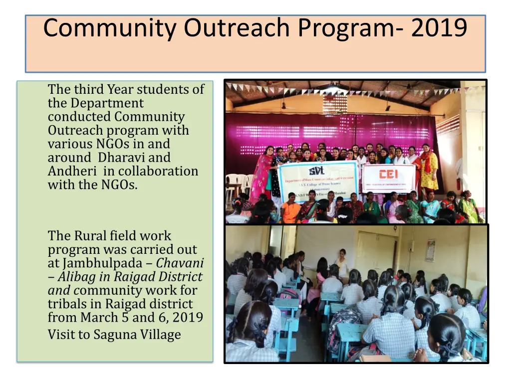 community outreach program 2019