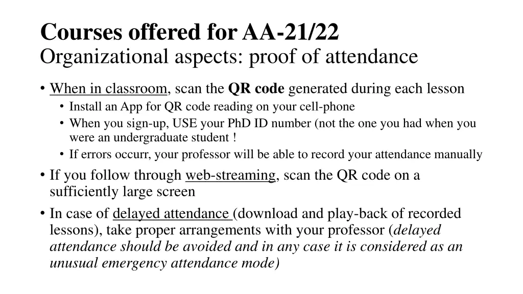 courses offered for aa 21 22 organizational 1