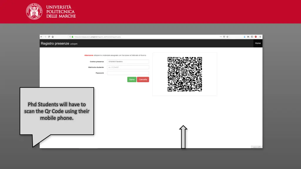 phd students will have to scan the qr code using