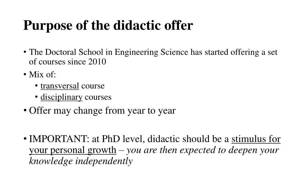 purpose of the didactic offer 1