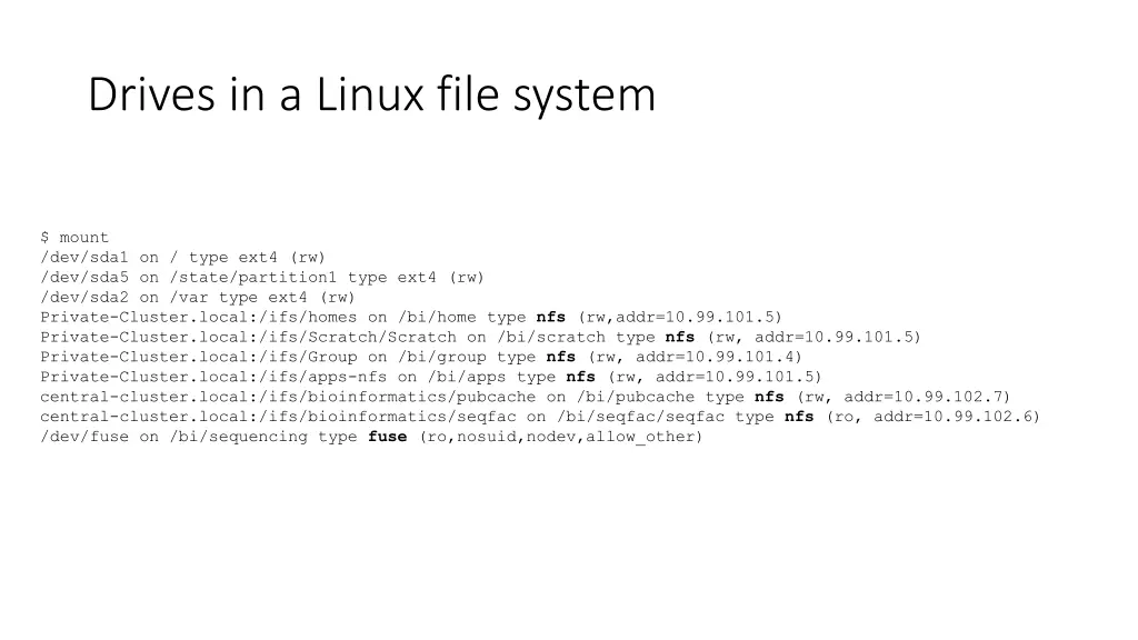 drives in a linux file system