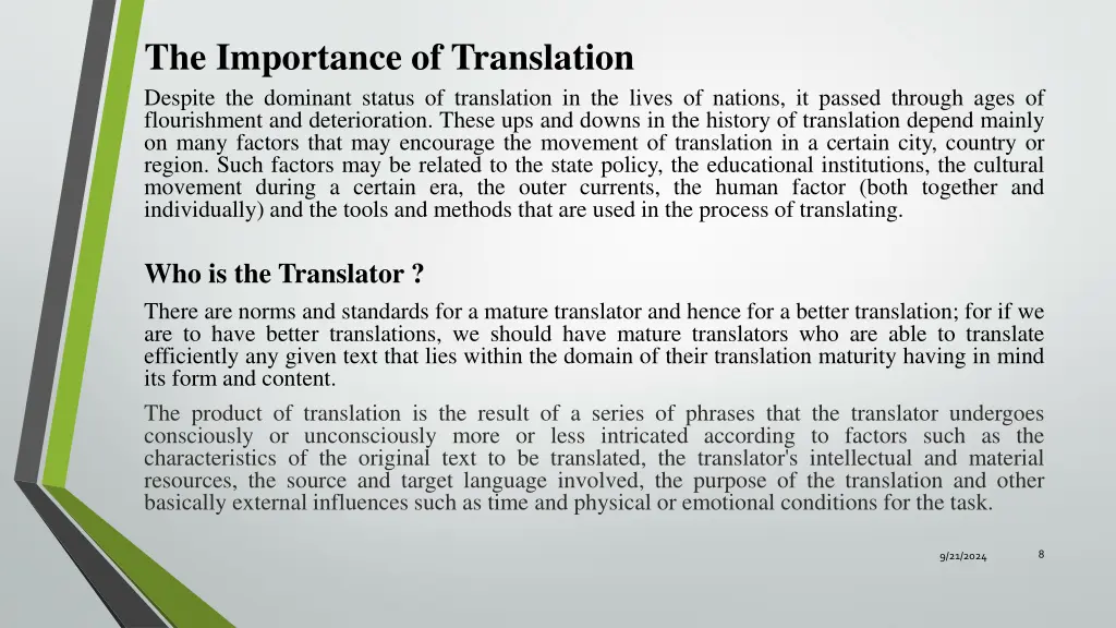 the importance of translation despite