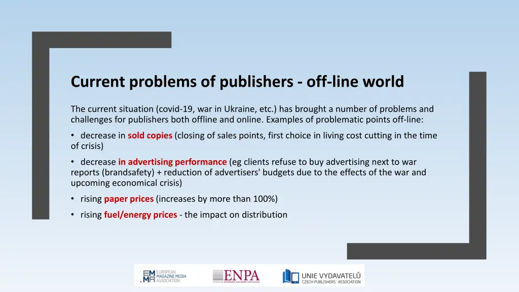 current problems of publishers off line world