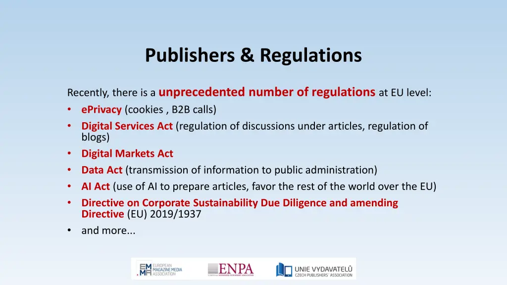 publishers regulations