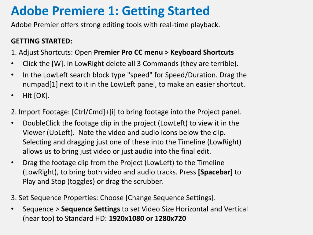 adobe premiere 1 getting started