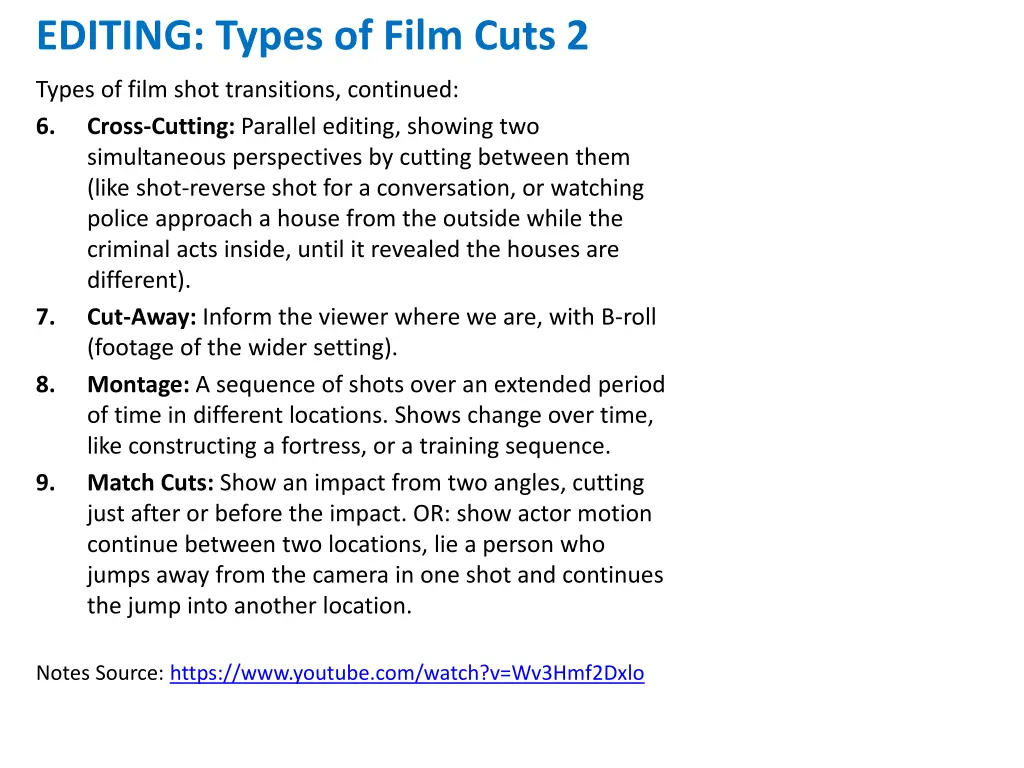 editing types of film cuts 2