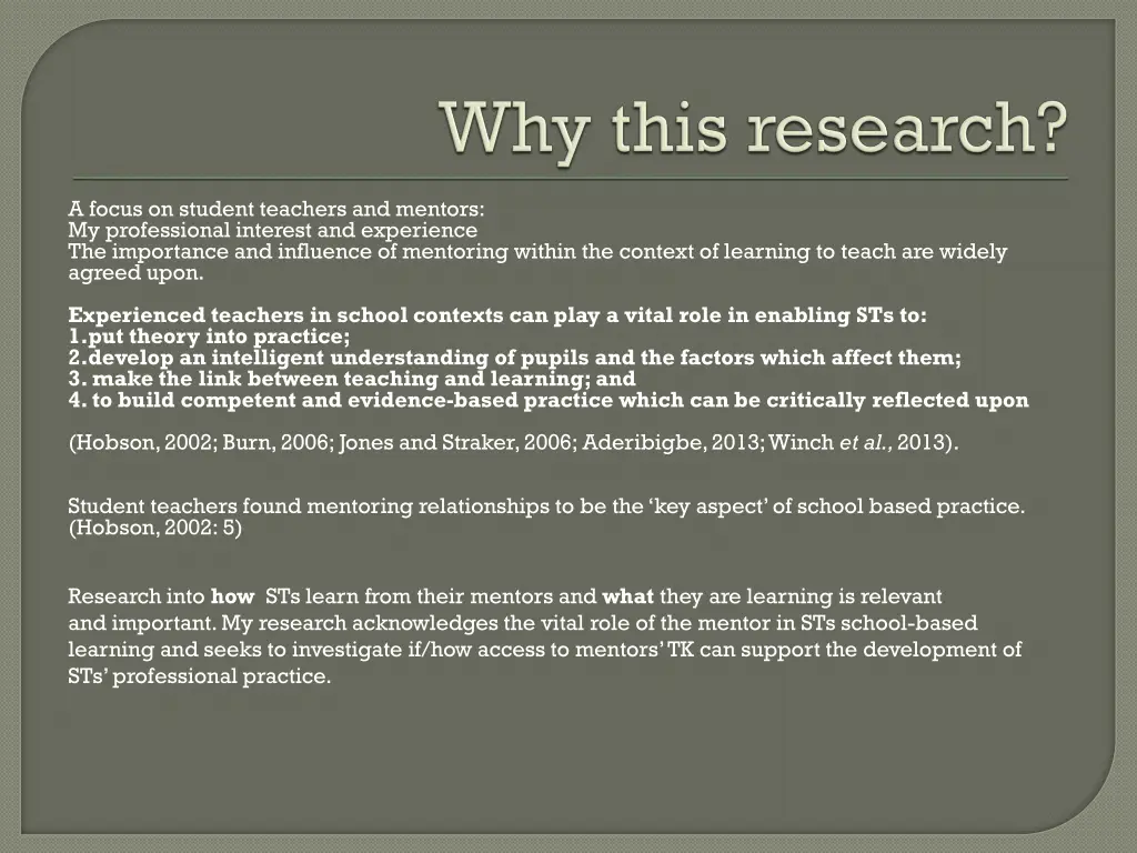 a focus on student teachers and mentors