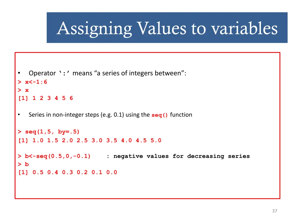 assigning values to variables 1