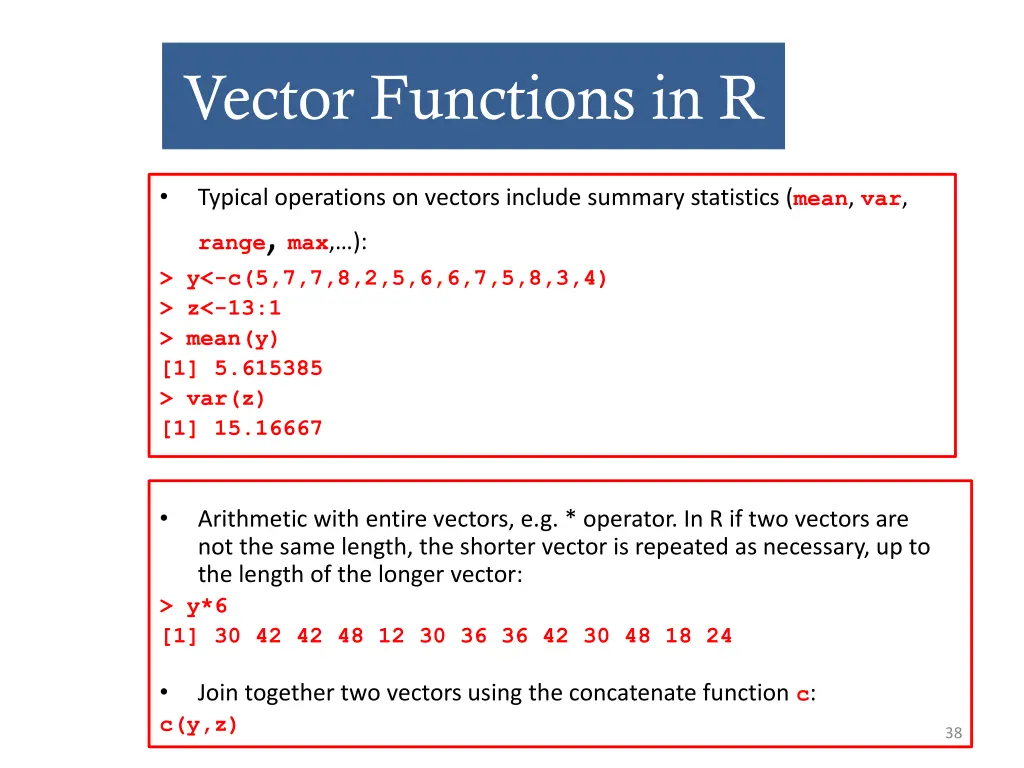 vector functions in r