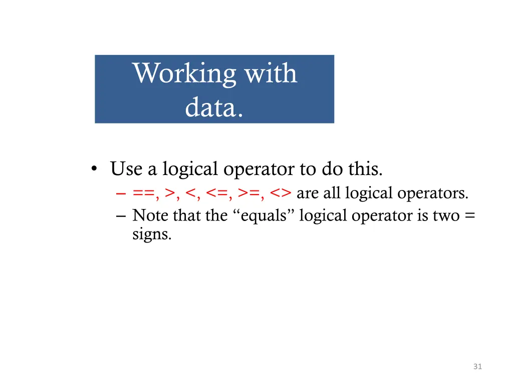 working with data