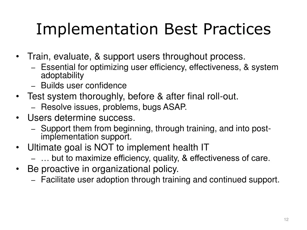 implementation best practices