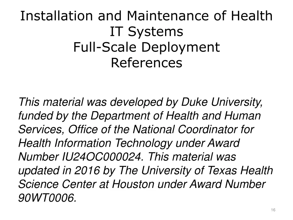 installation and maintenance of health it systems 1