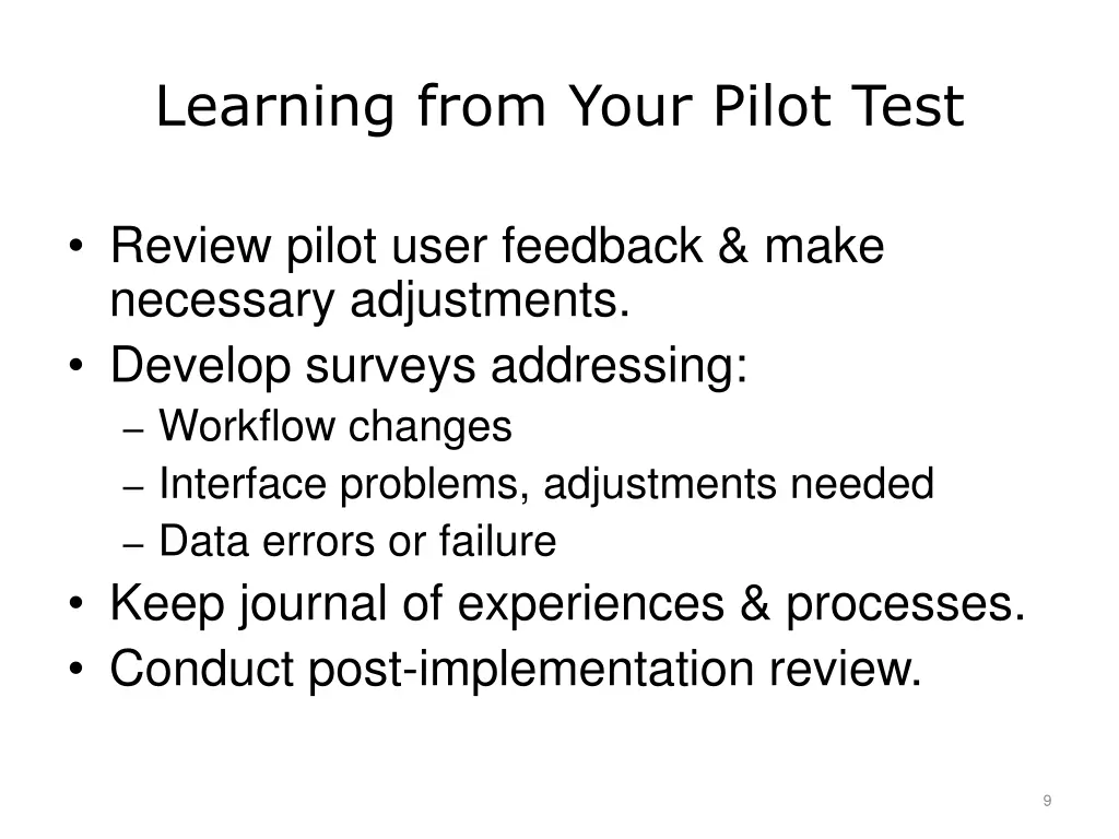 learning from your pilot test
