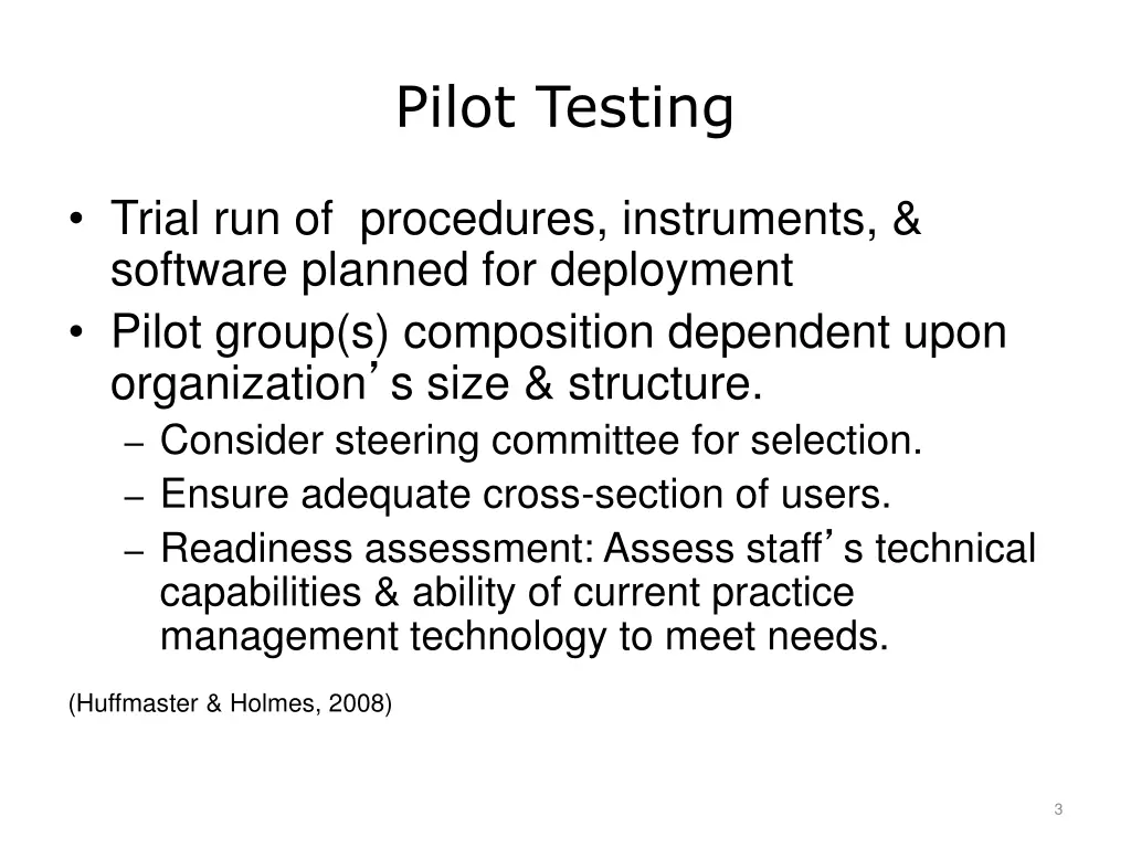 pilot testing