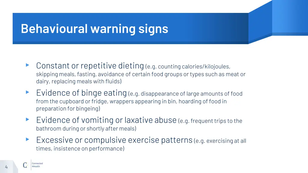 behavioural warning signs