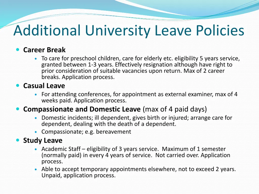 additional university leave policies