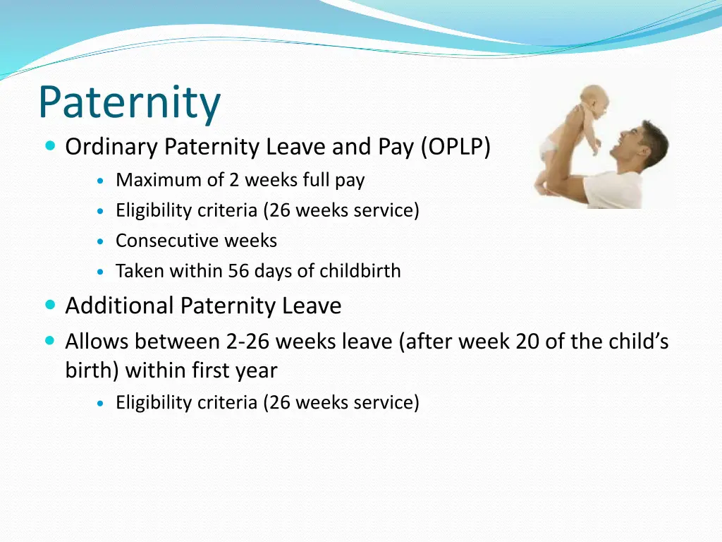 paternity ordinary paternity leave and pay oplp