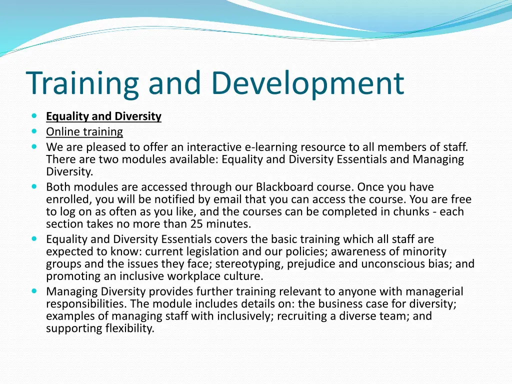 training and development