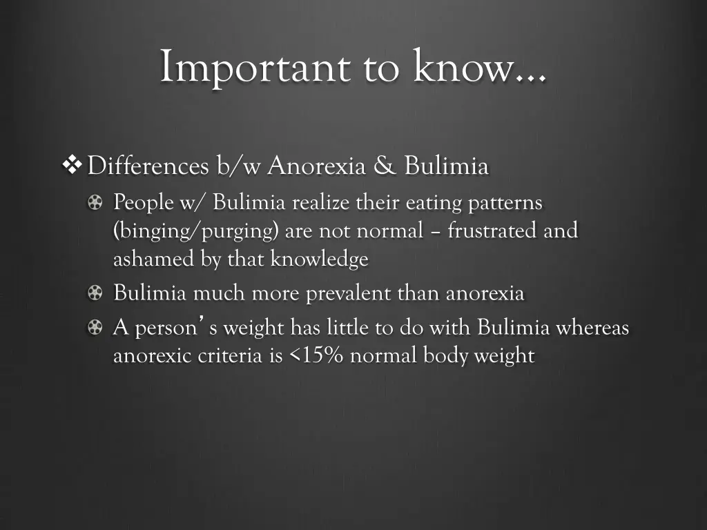 important to know