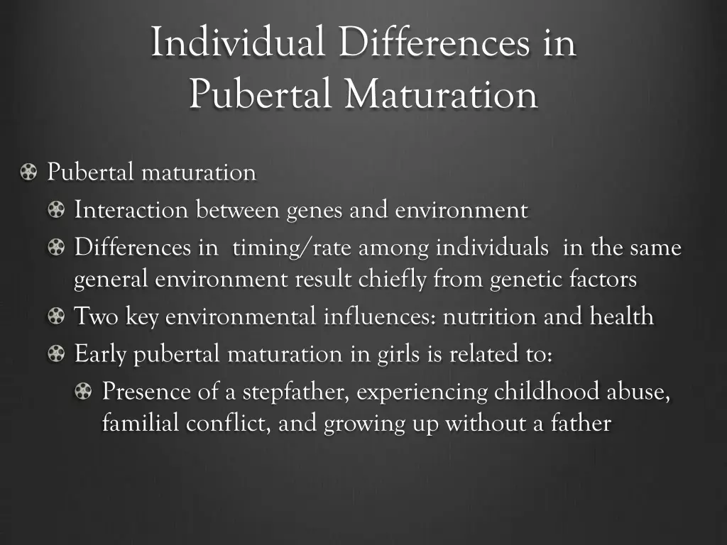 individual differences in pubertal maturation