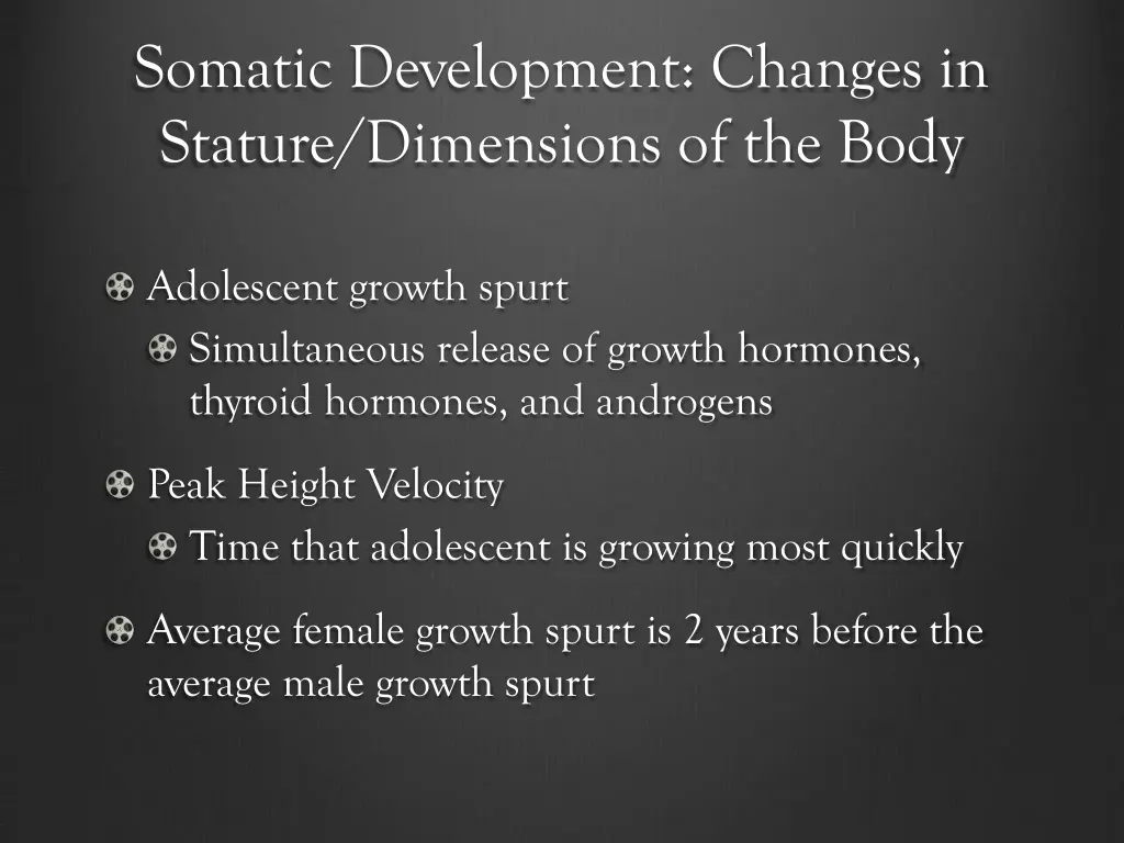 somatic development changes in stature dimensions